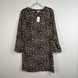 J. Crew Leopard Print Shift Dress Womens Size‎ 8 Lagenlook Mobwife